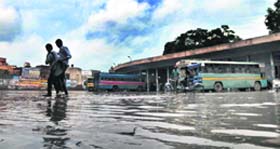 Waterlogging at the Gurgaon bus stand after a heavy rain recently