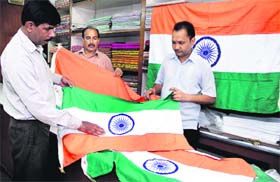 Two days ahead of Independence Day, Khadi Bhandar at PNB Chowk in Jalandhar is getting many customers for the Tricolour
