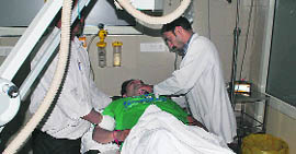 An injured youth being treated at the DMCH in Ludhiana on Monday.
