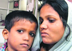 Parvati, widow of Santosh who died while trying to nab a fleeing terrorist, along with her child. 