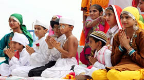 Children perform at the function held at Sports Stadium.