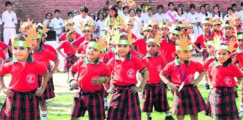 Children perform in a cultural programme during the Independence Day function held at Tribune Model School in Sector 29, Chandigarh, on Wednesday. 
