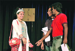 The play, Lets Unpack, in progress during the annual theatre festival in Hisar.