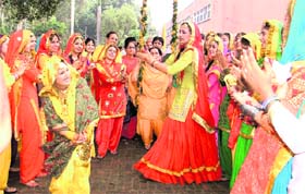 Girls celebrate Teej at Government College for Women in Ludhiana