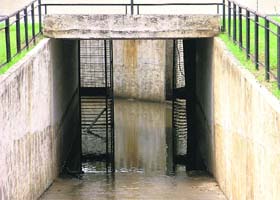Water accumulated at the entrance of the cycling velodrome at PAU, Ludhiana