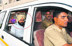 The erring driver in a PCR vehicle (encircled) being taken to General Hospital, Sector 6, Panchkula, on Friday.