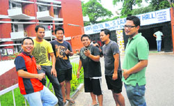 Students from the northeastern states at Panjab University in Chandigarh on Saturday.