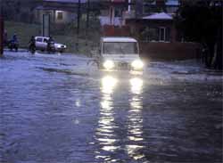 A waterlogged Turner Road at Clement Town in Dehradun on Saturday. 