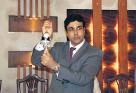 Manuj Wadhwa of Fortis Hospital, Mohali, addresses mediapersons in Shimla on Saturday