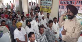 A meeting under progress at the Nehru Yuva Kendra in Bathinda on Sunday