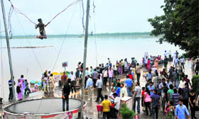 The water level of the Sukhna Lake has risen after a heavy downpour in Chandigarh on Sunday.