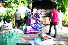 A file photo of the relief material being sent to Uttarkashi by the Aryan Group