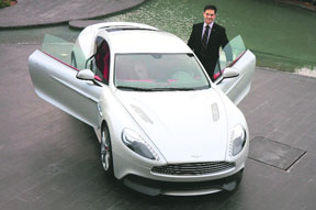 Luxury on wheels: Sanjeev Hazari with Aston Martin.