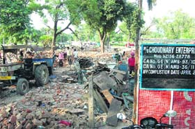 The site where the Army carried out a demolition drive in Ambala