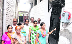 Residents of Krishna Nagar show the chemical factory situated in the residential area in Jalandhar.