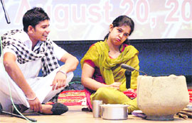 Students enact a play