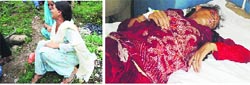 Grieving relatives of victims at the accident site in Rajouri district (L) and An injured woman admitted in a hospital in Jammu on Tuesday. Tribune photographs