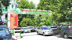 A taxi stand in Srinagar city. A Tribune photograph 
