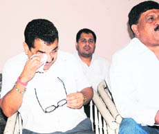 While detailing about the incidents, Sanjay Sharma, father of schoolchildren, breaks down at a press conference in Amritsar on Wednesday. 