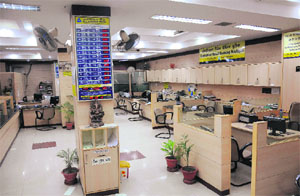 A bank wears a deserted look in Sector 17, Chandigarh, on Wednesday.