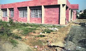 A view of the under-construction Bharat Ratna Dr BR Ambedkar Bhawan in the tehsil complex in Jalandhar