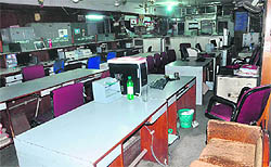 An inside view of a closed branch of the Punjab National Bank at Shalamar following a two-day bank strike, in Jammu on Wednesday