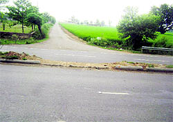 A broken divider near Gopalpur village on Ludhiana-Malerkotla road
