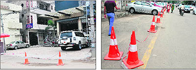 The road on both sides of Ghumar Mandi has been encroached upon by the owner of a night club