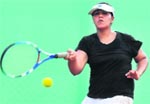 Samiksha of DPS, Mathura Road, Delhi, in action during the tournament. tribune photo: Pradeep Tewari