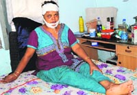 Hira Devi at her daughter's residence on Thursday. Tribune photo: Manoj Mahajan 