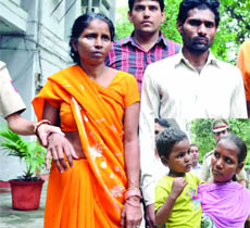 The two accused in the police net for kidnapping a three-year-old boy (inset), who was rescued in New Delhi on Thursday. 