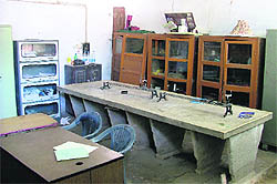 A science lab at Government Senior Secondary School, Bharat Nagar Chowk, in a shambles