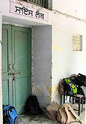 A locked lab at Government Senior Secondary School, Haibowal Khurd