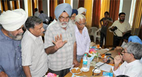 Residents of Ajit road  meet Suresh Kumar, Principal Secretary, Local Bodies, for the redressal of their grievance.