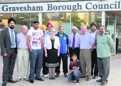 Harbhajan Singh (white T shirt) and members of the Gravesham Council.