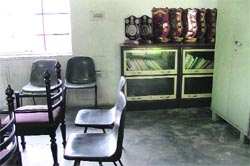 A handful of books is all that reflects a semblance of a library at the district sports headquarters in Ludhiana. photo: Inderjeet Verma