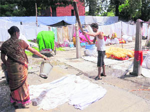 A view of the dhobi ghat at Sector 32, Chandigarh. 