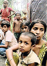A file photograph of riot-hit victims in Assam