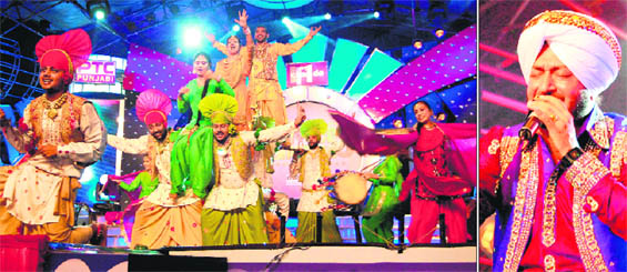 A bhangra team during the grand finale and famous Punjabi singer Malkiat Singh performing during the show. 