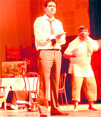 Artistes of the Kala Manch stage a play at RIMC in Dehradun on Sunday