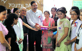Students of nursing celebrate youth day at Yol on Saturday.