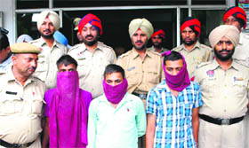 Three thieves in police custody in Ludhiana on Monday.