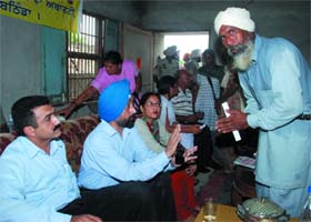 A legal literacy and awareness camp underway at Burj Mehma village in Bathinda district on Tuesday