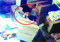 A CCTV footage of a man committing theft at a shop in Sector 6, Panchkula