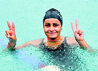 Harsimran Kaur of MCM College has so far won nine gold medals at the Punjab University Inter-College Swimming Championship