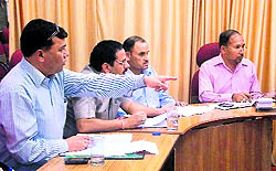 Ward members of the Mussoorie Municipal Council during a meeting in Mussoorie on Tuesday