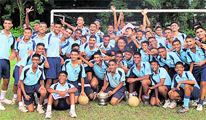 The Shivaji section team that lifted the RIMC Inter-Section Football Tournament trophy in Dehradun on Tuesday