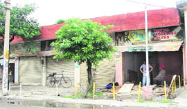 Shops at a dera, which would be razed, at Urban Estate in Jalandhar. 
