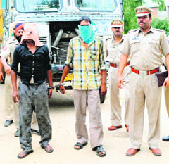 The accused and his accomplice in police custody in Amritsar on Tuesday.