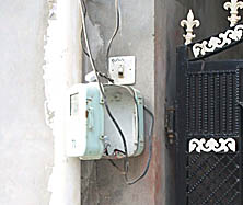 An empty open box from which thieves stole the electricity meter in Fazilka on Tuesday night.